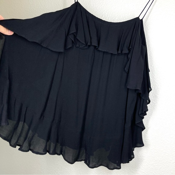 Free People Cascades Black Ruffle Tank Top XS Semi Sheer Flowy Top - Picture 4 of 14